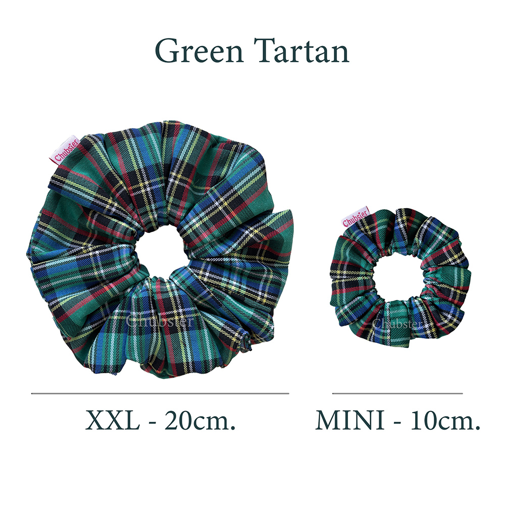green-tartan-ยางรัดผม-ลายสก๊อต-สีเขียว-ยางมัดผมโดนัท