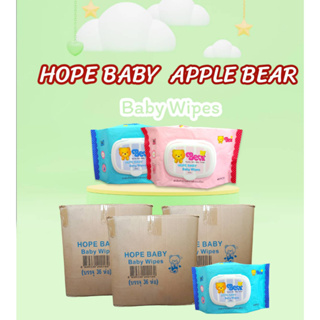 [ ยกลัง ] ทิชชู่เปียก Apple Bear Baby Wipes 40แผ่น ปราศจากแอลกอฮอล์ ขนาดพกพา 36ห่อ คละสี