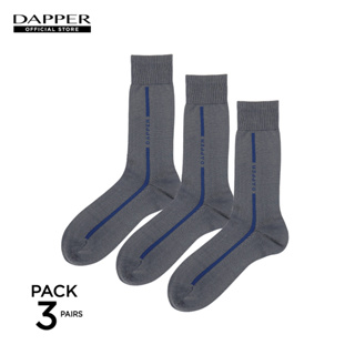 DAPPER ถุงเท้า Lightweight Nylon-Pima Cotton Ribbed Socks สีเทา [SET 3 คู่]