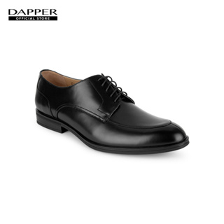 DAPPER รองเท้าหนังแบบผูกเชือก Hi-Shine U-Tip Derby Shoes สีดำ (HBKB1/670DB)