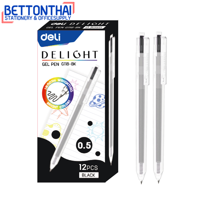 deli-g118-gel-pen-ปากกา-ปากกาเจลสี-0-5mm-12-แท่ง-ปากกา-อุปกรณ์การเรียน-เครื่องเขียน-ปากกาเจลราคาถูก