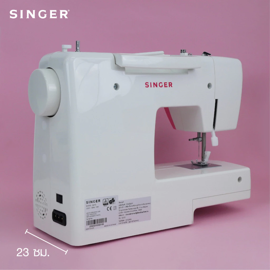 Singer 3210 จักรกระเป๋าหิ้ว Mechanical 10 ลาย ขาว-ชมพู (Mechanical 10 Stitches white -pink) https://wayoza.com