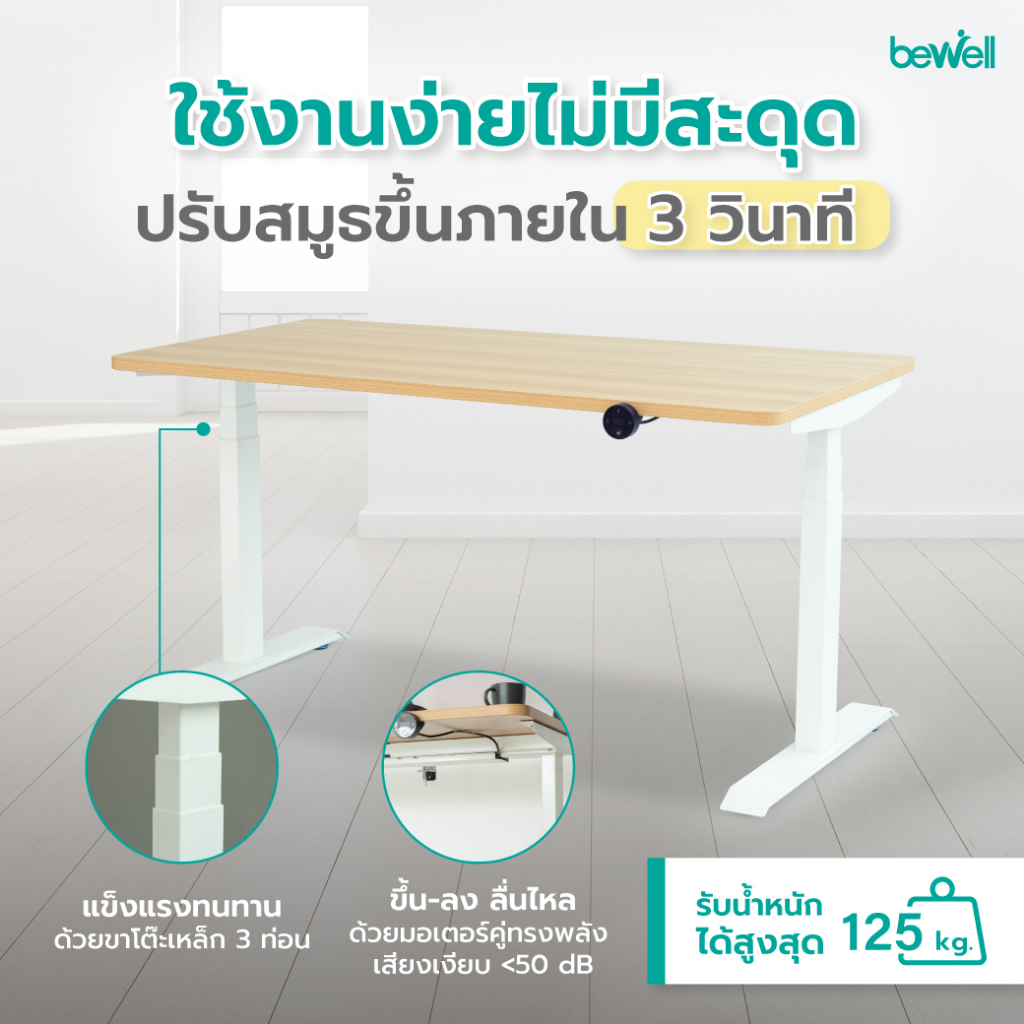 Bewell โต๊ะทำงานปรับระดับไฟฟ้า Health-max Controller Desk ตั้งเวลาเตือนให้ลุกยืนทำงาน รับประกัน 5 ปี
