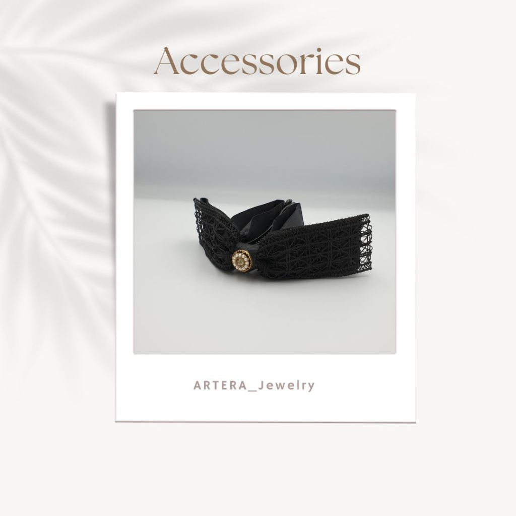 โบว์หนีบผมผ้าลูกไม้ (สีดำ) Black Lace Hair Clip ARTERA Shopee Thailand
