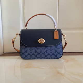 C4921 Coach MARLIE TOP HANDLE SATCHEL IN SIGNATURE CHAMBRAY