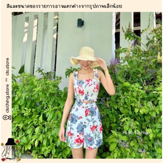 🎋สอบถามก่อนชำระเงิน | สม็อคลายดอก ชุดเซทเสื้อสายเดี่ยวสม็อคตัวมาพร้อมกางเกงขาสั้นผ้าชีฟองลายดอกไม้มีซับในใส่สวย