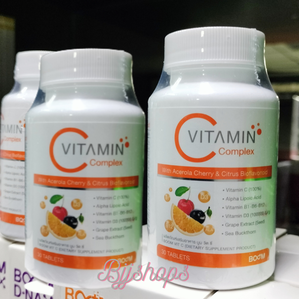 วิตามินซี บูม BOOM VitC Vitamin Complex 1000mg 30เม็ด Exp.02/2025