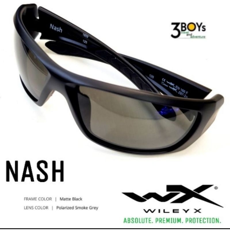 แว่นตา-wiley-x-รุ่น-nash-polarized-เลนส์โพลาไรซ์-สีเทา-ตัดแสงสะท้อน-ให้ความสบายยามสวมใส่-กรอบเต็มสีดำ-มาพร้อมกระเป๋า