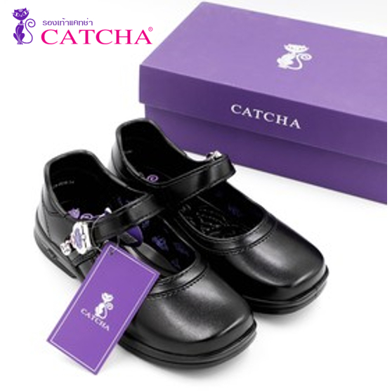 ภาพหน้าปกสินค้ารองเท้านักเรียนหญิง Catcha หนัง PVC นุ่ม สีดำ ไซส์ 30-42