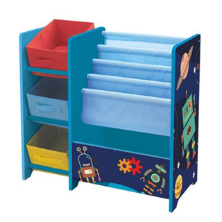 ชั้นวางของเด็ก ROBOT-5393 Robot Book Display Unit with Fabric Storage Boxes