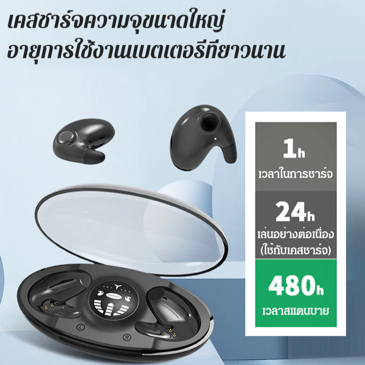 หูฟังใส่นอน MD538 ชุดหูฟังบลูทูธ Bluetooth 5.3 หูฟังไร้สาย แบบใส่ในหูขนาดเล็กบางเฉียบ https://wayoza.com