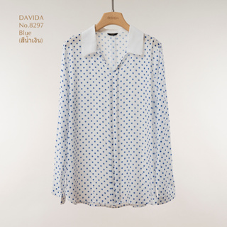 เสื้อเชิ๊ตลายจุดคอปก DAVIDA #8297