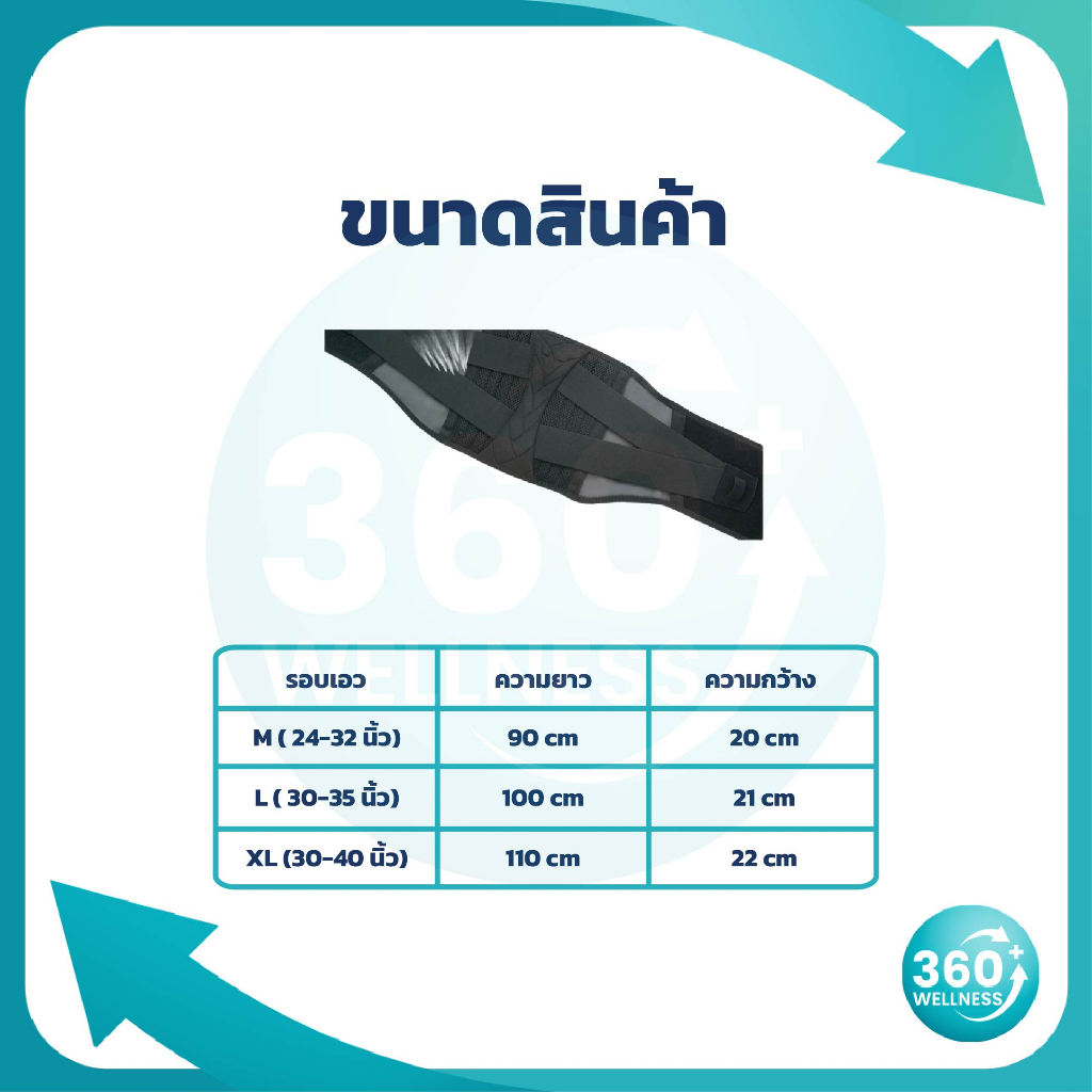 360wellness-ศูนย์รวมอุปกรณ์เพื่อสุขภาพ-เข็มขัดพยุงหลัง-5แกนเหล็ก-สปริง2เส้น-ที่พยุงหลังแก้ปวดหลัง-เข็มขัดพยุงเอว