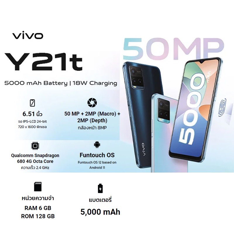 vivo-y21-t-6-128-เครื่องศูนย์-ประกันเดินแล้ว-ประกันร้าน3เดือน