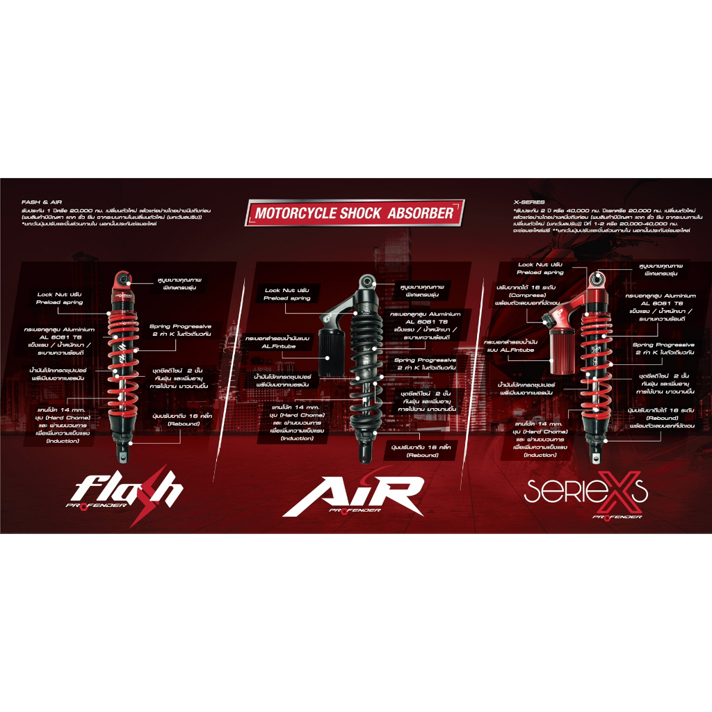 โช๊คหลัง Profender Click160 รุ่น X-Series ความสูง340mm. | Shopee Thailand