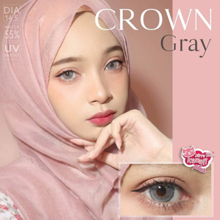 💖 Kitty Kawaii Crown สายตา -00 ถึง -1000 brown gray Contactlens บิ๊กอาย คอนแทคเลนส์ ราคาถูก แถมตลับฟรี