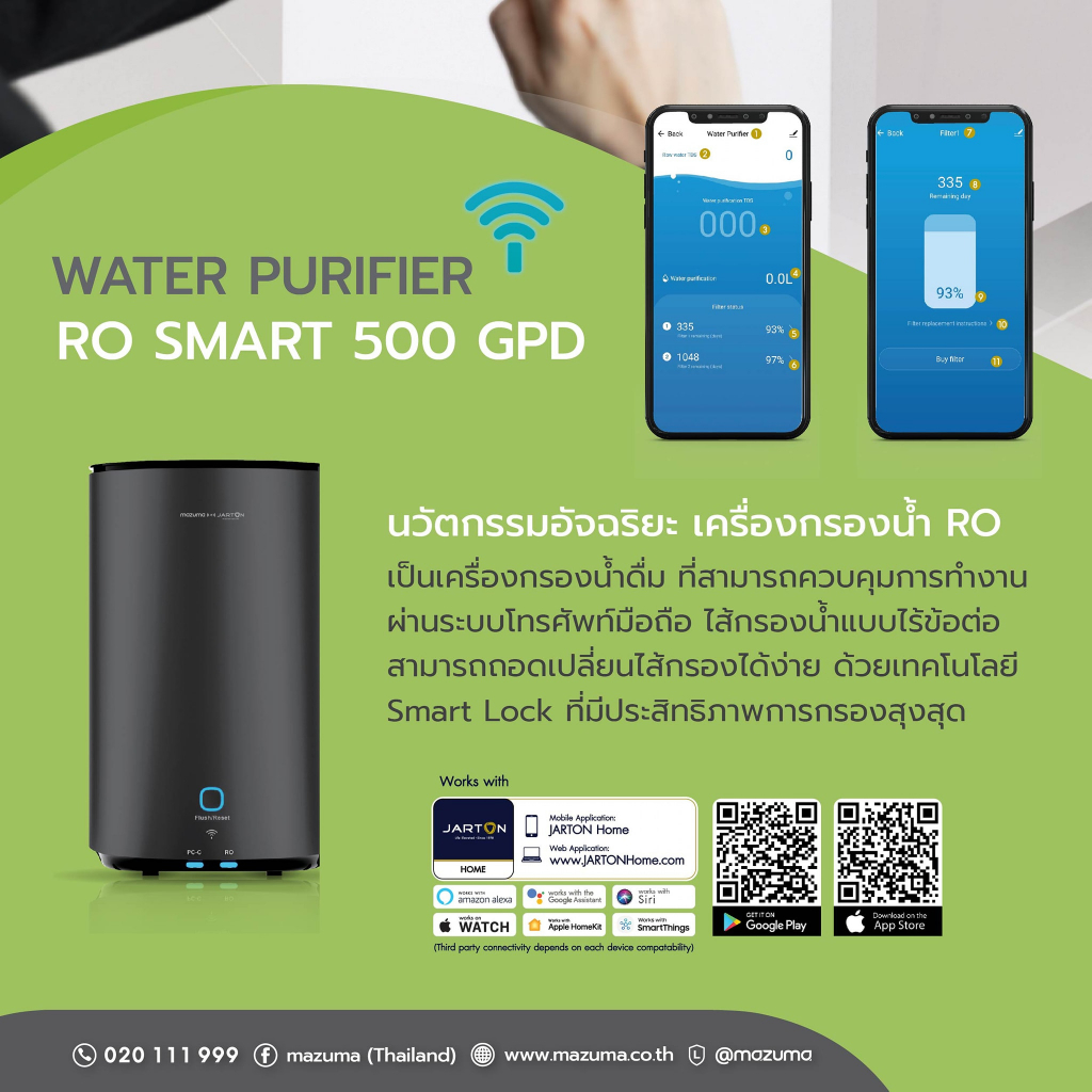 เครื่องกรองน้ำดื่มอัจฉริยะราคาพิเศษ-mazuma-รุ่น-ro-water-purifier-500-gpd-wifi