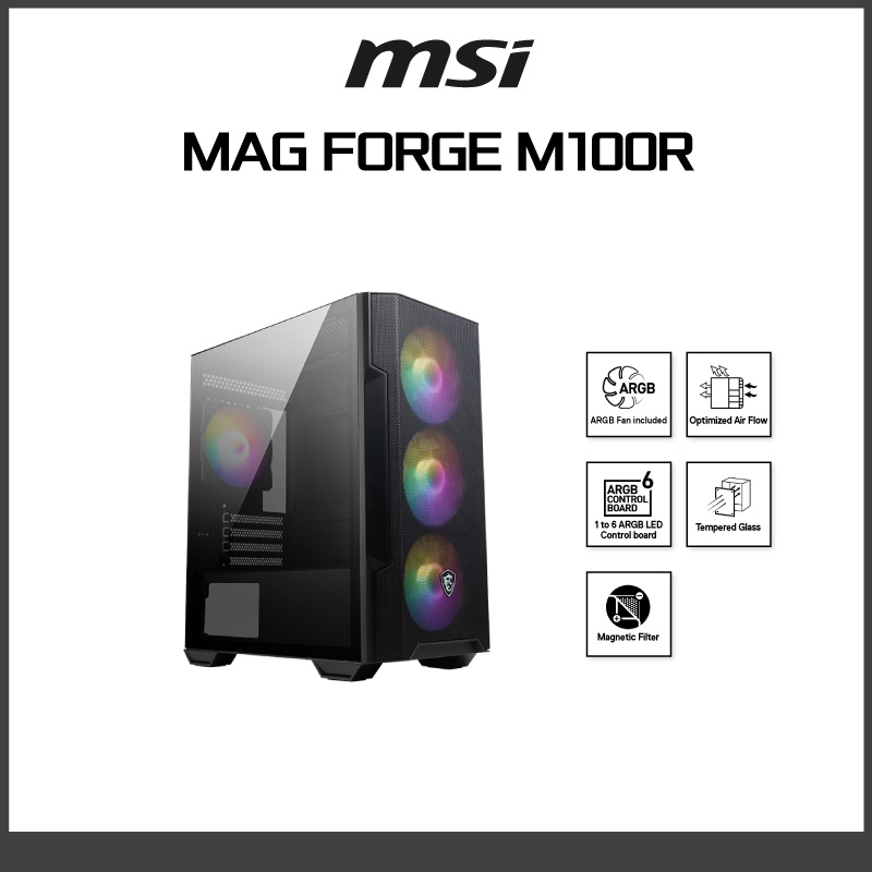 CASE (เคส) MSI MAG FORGE M100R (BLACK) (MICRO-ATX) | Shopee Thailand