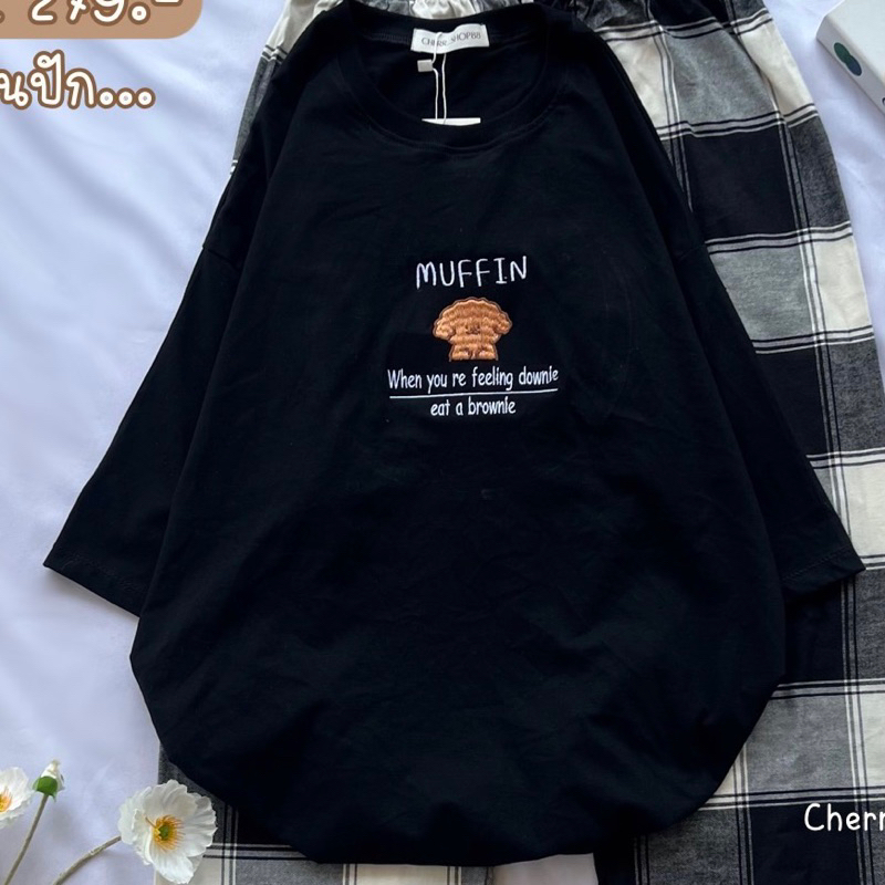 i-ขายเฉพาะเสื้อ-shirt-only-เสื้อยืดโอเวอร์ไซส์-oversize-ผ้าคอตตอน-ลาย-น้องหมา-muffin