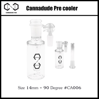 Cannadude Pre cooler 14mm - 90 Degree + Downstem ที่กรอง+อแดปเตอร์ บ้องแก้ว แจกันแก้ว Perculator ash catcher CA006