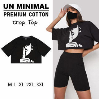 เสื้อครอป Shhh Crop top un_minimal แฟชั่นผู้หญิง เสื้อผู้หญิง เสื้อสไตล์มินิมอล แขนสั้น ครอปสายฝอ