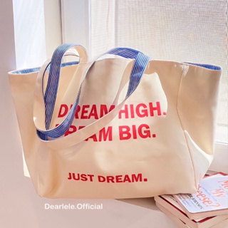 [ ทักแชทสอบถามสต๊อคก่อนกดสั่งซื้อ! ] — * Dream Dream Dream tote bag 🍿 กระเป๋าผ้าใบใหญ่สามารถใช้ได้ 2 ด้าน กระเป๋าแฟชั่น