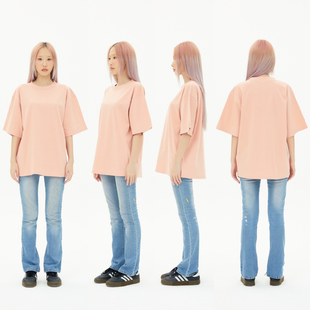 ov07-rose-เสื้อยืดสีโอรส-cotton20-oversize