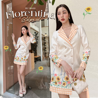 K96 Florentina : Set เซ็ทเดรสทรงสูมสีส้มหวาน