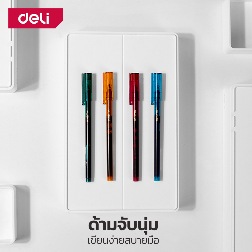 ปากกาเจล-ปากกาหัวเข็ม-หมึกสีดำ-ปากกาดำ-3ด้าม-5ด้าม-ส่งแบบสุ่มสี-0-5มม-หมึกดำ-alizgirlmart