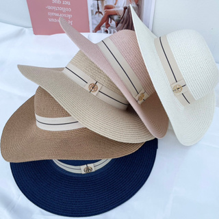 สินค้า หมวกสานปีกกว้างหญิง คาดขาว สินค้าพร้อมส่ง C059