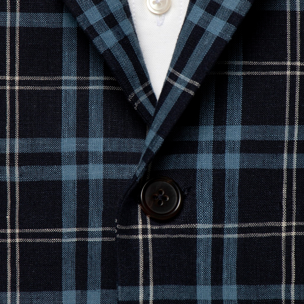 dark-navy-tartan-check-2-button-b-n-notch-lapel-linen-jacket-แจ็คเก็ตสูทผ้าลินินสีกรมเข้มลายตาราง