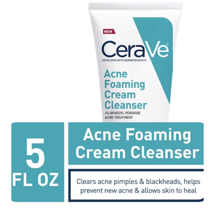 CERAVE ACNE FOAMING CREAM CLEANSER BENZOYL PEROXIDE ACNE TREATMENT 150