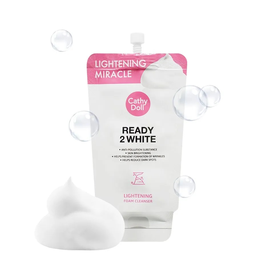 ยกกล่อง-cathy-doll-ready-2-white-lightening-foam-cleanser-12ml-เคที่-ดอลล์-เรดี้ทูไวท์-ไลท์เทนนิ่งโฟมคลีนเซอร์