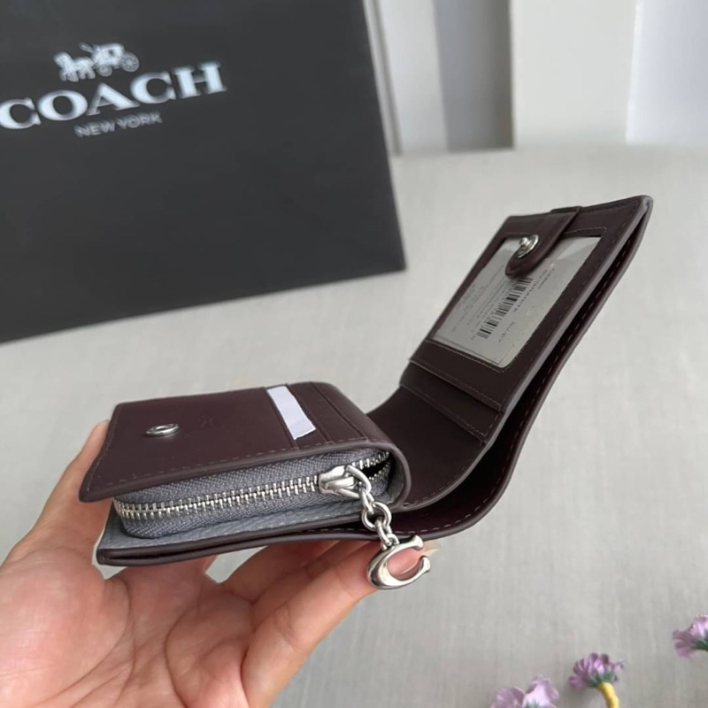 กระเป๋าสตางค์ใบสั้น-snap-wallet-coach-c2862-หนังแท้-สีเทา-2พับ-ใบเล็ก