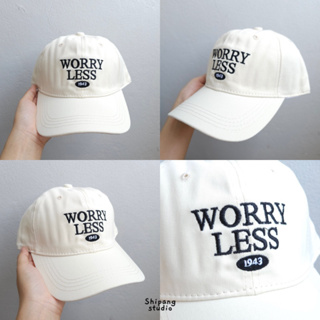 (พร้อมส่ง) shipang.studio หมวกแก๊ป ปักลาย worry less 1943 หมวกเบสบอล สีครีม