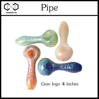 แจกันแก้ว GRAV Labs Pipe air bubble with silver fumed with Grav logo 4 inches GR76