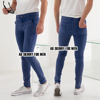 AB Skinny For Men สีน้ำเงินฟอก กางเกงสกินนี่ยีนส์ 16 สี ของแท้ จากเพจดัง 80,000 Like กางเกง AB สกินนี่ยีนส์ ผู้ชาย