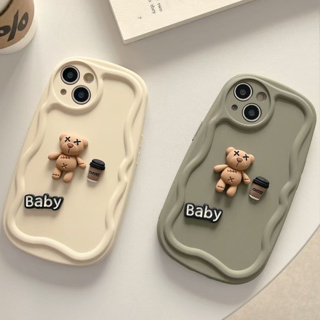 🎁ส่งของขวัญ🎁เคสไอโฟน สำหรับ 11 14 for iPhone Case 13 12 Pro Max น่ารัก เรียบง่าย หมี กันกระแทก เคสนิ่ม เคสโทรศัพท์