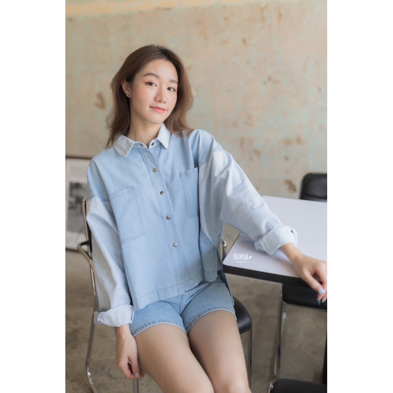 Numsha Brand ยีนส์คอลาย / NB23015 | Shopee Thailand
