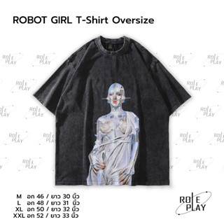 ROBOT GIRL T-Shirt Oversize Y2K เสื้อผู้ชาย เสื้อผู้หญิง สตรีทแฟชั่น เสื้อสีดำ