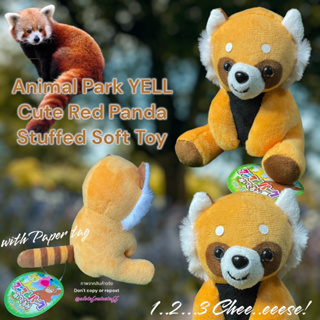 ตุ๊กตาน้องแพนด้าแดง นั่งจุ้มปุ๊ก ขนนุ่ม YELL ป้ายห้อย Animal Park YELL Cute Red Panda Stuffed Soft Toy with Paper tag