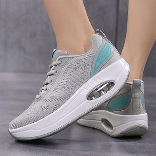 RUIDENG-82257 สีเทา รองเท้าผ้าใบกีฬาผู้หญิงเพื่อสุขภาพ ความสูง 5 cm. ไซส์ 36-40 มีสินค้าพร้อมส่ง