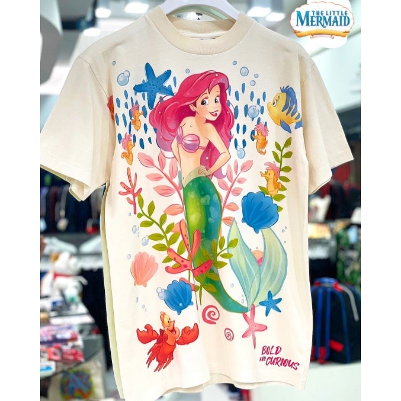 เสื้อdisney-ลาย-the-little-mermaid-สีขาวเฟด-วิทเทจ-tma-004
