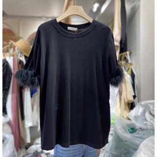 เสื้อยืดแขนแต่งขนนก🖤รุ่นตัวใหญ่🖤ป้าย its me basic