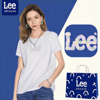 Lee® เสื้อยืดคอกลมแขนสั้น สไตล์พื้นฐาน#PINK Lee เสื้อยืดผู้หญิง เสื้อยืดผ้าฝ้ายคู่รัก # สีขาว รุ่น #1144