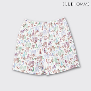 ELLE HOMME | Boxer กางเกงขาสั้นแบบลำลองใส่อยู่บ้าน สวมใส่สบาย แห้งเร็ว ไม่อึดอัด สีขาว | KHX9901