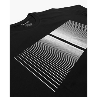 bank’s Stripes Art T-Shirt in Black Color Cotton USA เสื้อยืดพิมพ์ลาย สีดำ เสื้อยืดคุณภาพดี