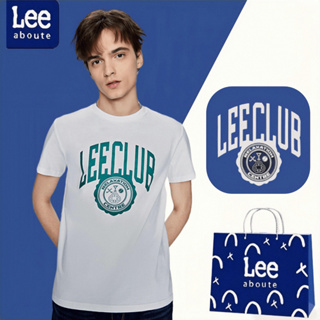 Lee® เสื้อยืดคอกลมแขนสั้น สไตล์พื้นฐาน#LEECLUB  ไซส์ใหญเสื้อยืดชายผู้หญิง เสื้อยืดผ้าฝ้ายคู่รัก # สีขาว รุ่น #1148