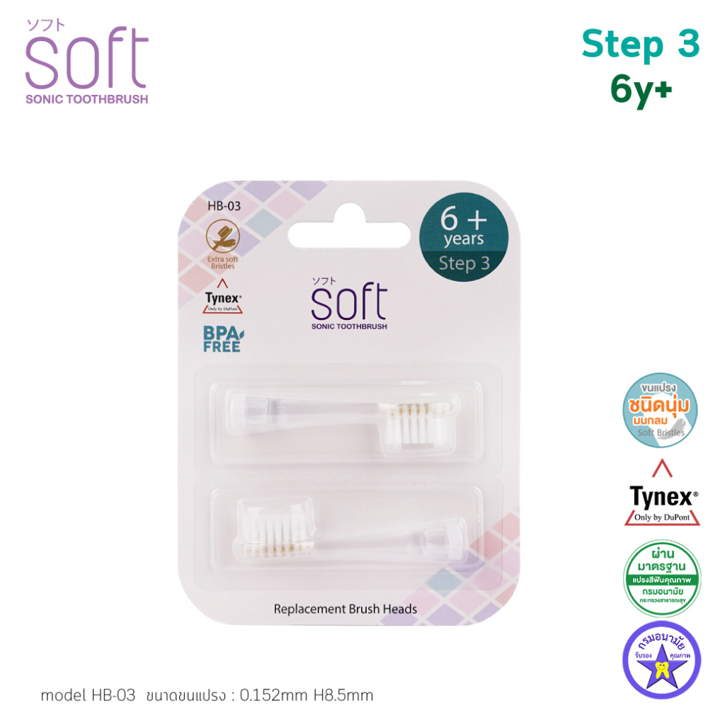 ภาพหน้าปกสินค้าหัวแปรงสีฟันสำหรับแปรงสีฟัน SOFT ขนาด 6 ขวบขึ้นไป Step 3