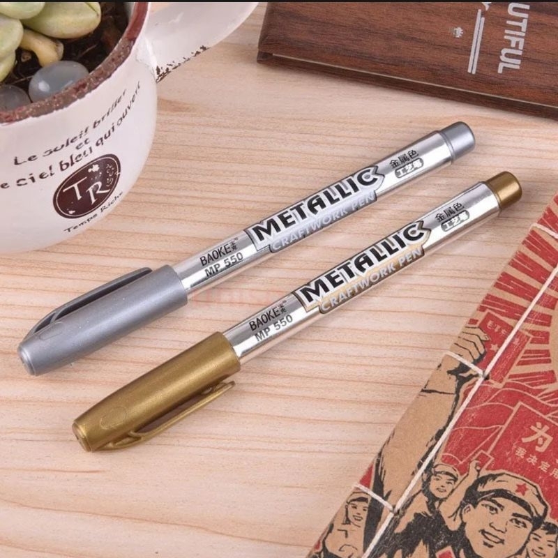 ปากกามาร์คเกอร์-หัว-1-5-mm-สีเมทัลลิคทองและเงิน-สำหรับงาน-diy
